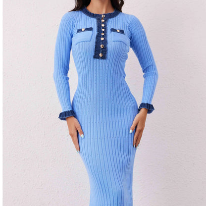 Denim Accent Knit Dress