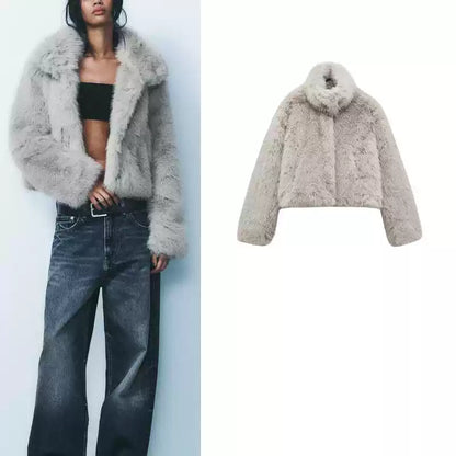 SHORT FAUX FUR COAT