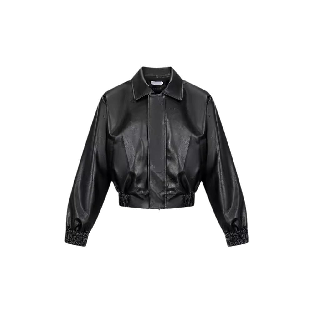 Faux Leather Bomber Jacket