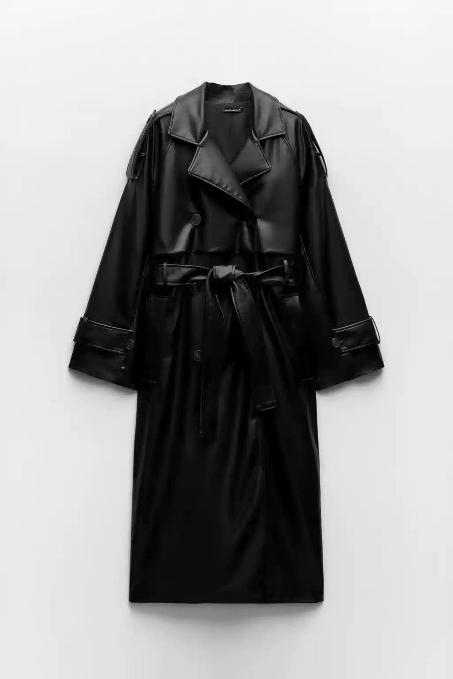 Faux Leather Trenchcoat Revers