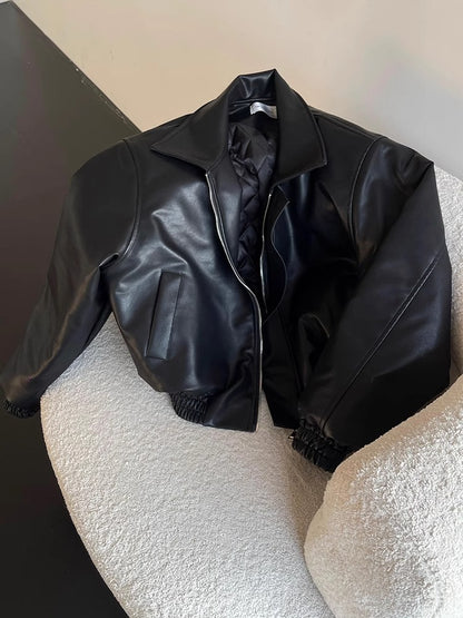 Faux Leather Bomber Jacket