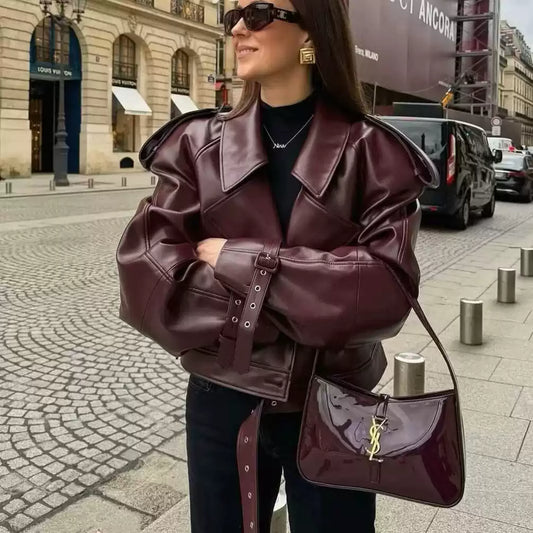 Viral Bordeaux Biker Jacket