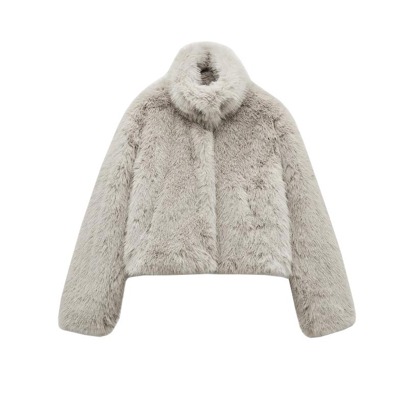 SHORT FAUX FUR COAT