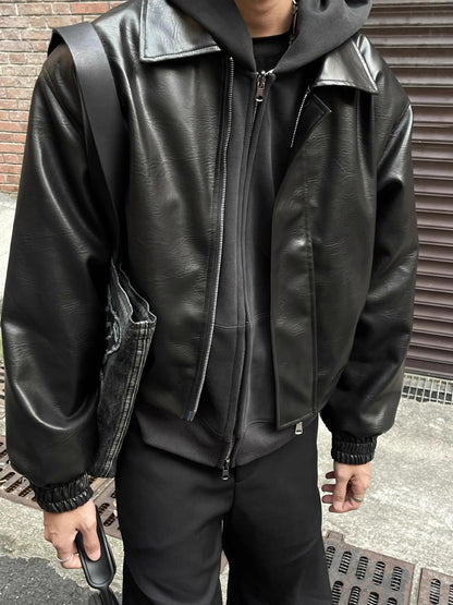 Faux Leather Bomber Jacket